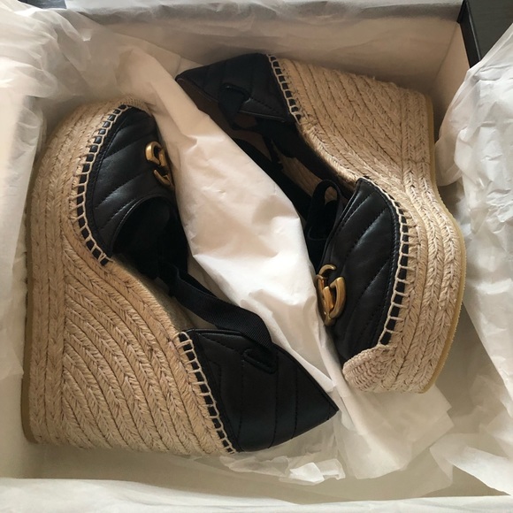 Gucci crafted in black leather set against a cord platform.. worn once - Picture 11 of 12